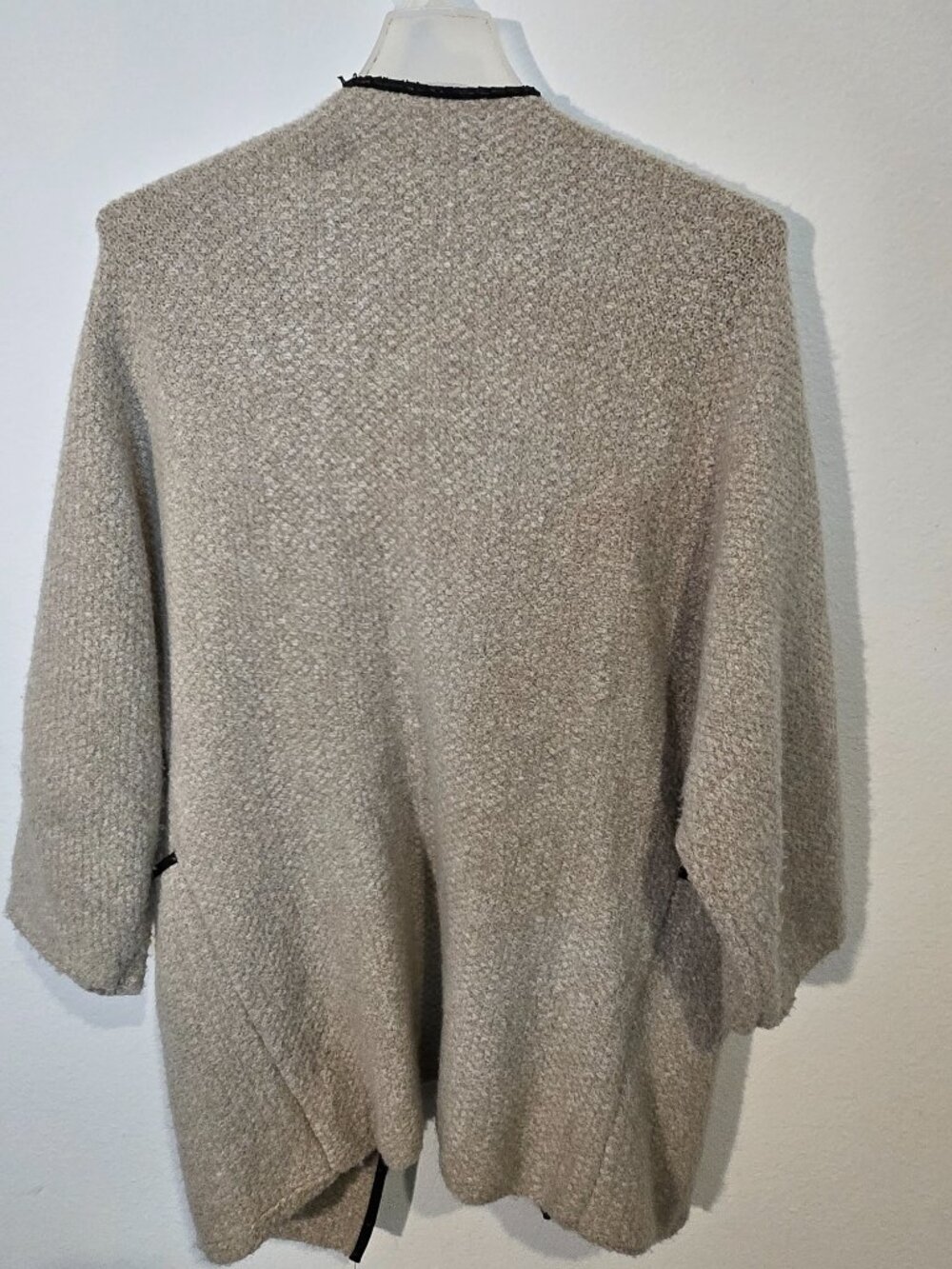 Zara Knit open front cardigan with leather trim size m cream sand color - Picture 7 of 7